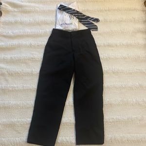 Vittorino Boys pants black formal White long sleeve shirt & tie